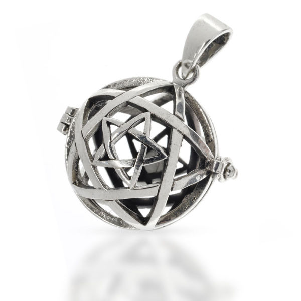 925 Sterling Silberanhänger - Silberkugel - Pentagramm "Ilsa"