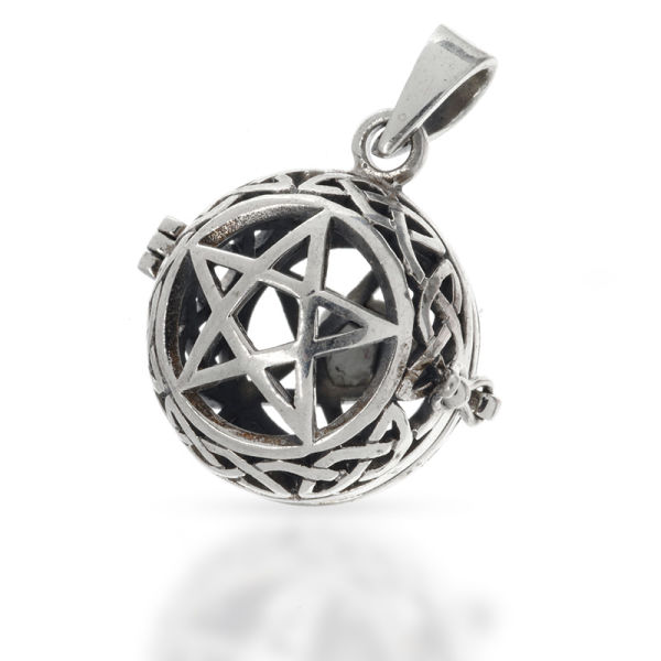 925 Sterling Silberanhänger - Pentagramm Silberkugel mit keltischen Knoten aus "Lotte"