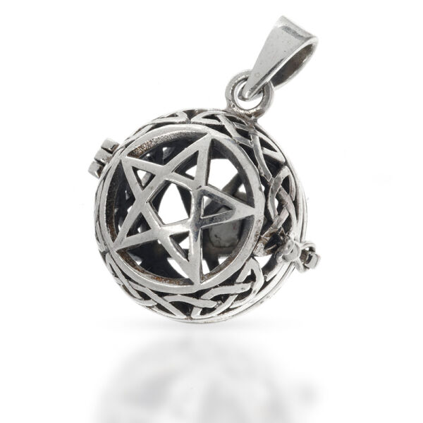 Lotte Opening Pentagram Sphere Pendant in 925 Sterling Silver