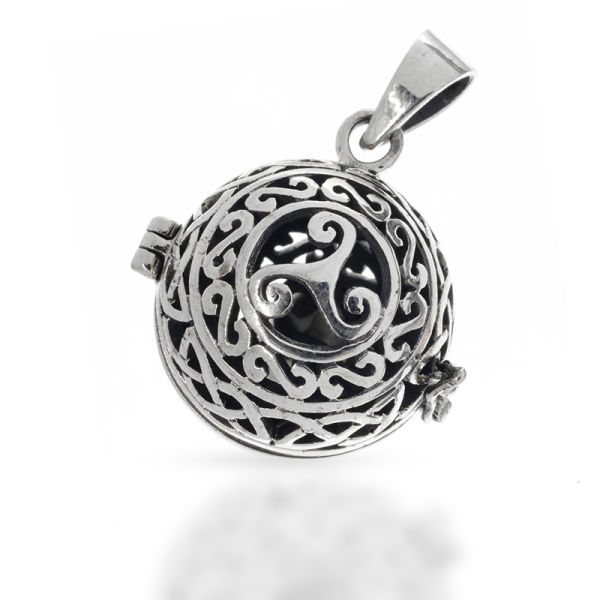 925 Sterling Silberanhänger - Triskele mit keltischen Knoten - Silberkugel "Chiara"