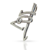 Character Pendant with Curving Lines in 925 Sterling Silver