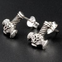 925 Sterling Silver Stud Earrings - Thors Hammer