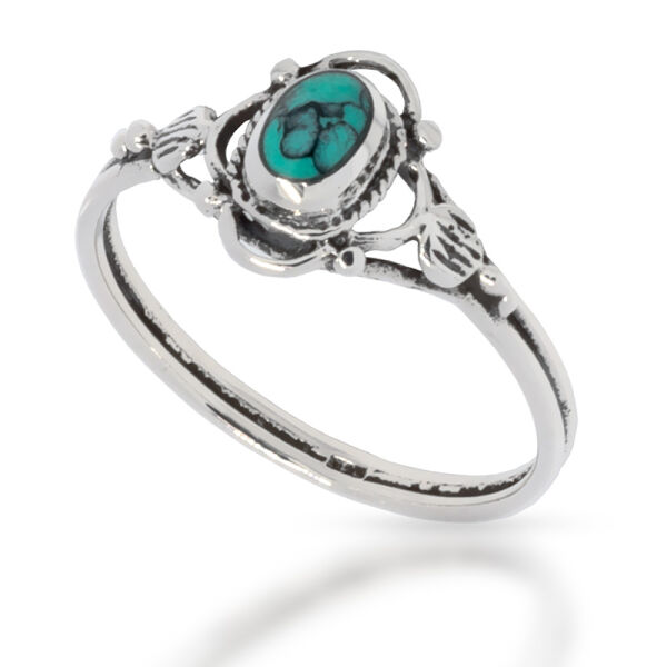 925 Sterling Silberring - "Asena"  Türkis 56 (17,8 Ø) 7,6 US