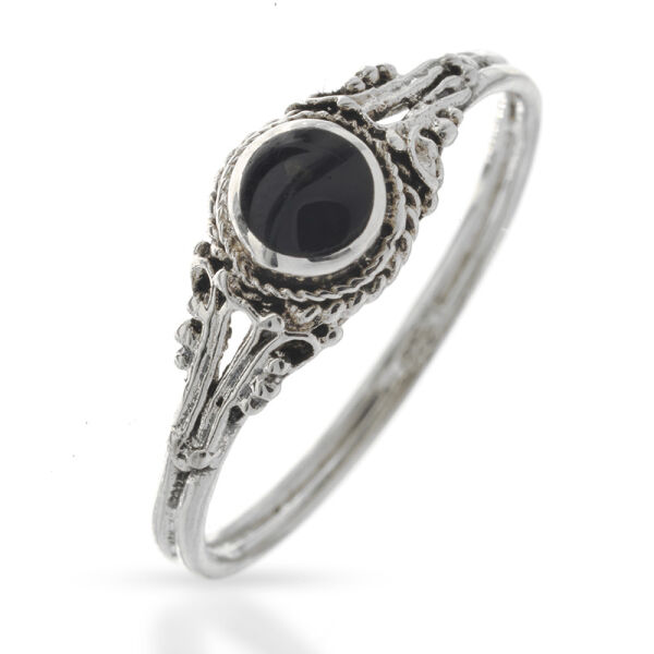 925 Sterling Silberring "Lilith" mit Steinverzierung 56 (17,8 Ø) 7,6 US - Onyx