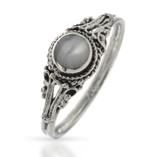 925 Sterling Silberring "Lilith" mit Steinverzierung 60 (19,1 Ø) 9,1 US - Perlmutt