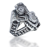 925 Sterling Silver Ring - Motorcycle Engine