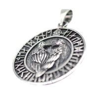 925 Sterling Silberanhänger - Runenkreis Hugin und Munin