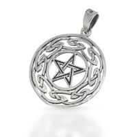 Ara Pentagram Pendant with Open Knot Border in 925...