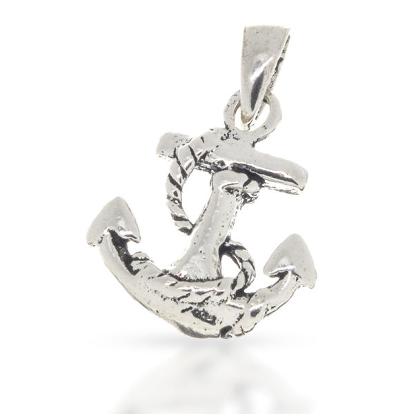 925 Sterling Silberanhänger - Seemannsanker mit Seetau "Ästhetic"