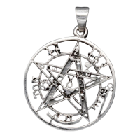 Tetragrammaton Pendant with Fine Symbol Network in 925 Sterling Silver