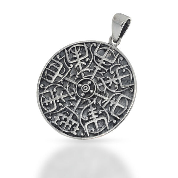 Runenamulett mit verzweigtem Strahlenrelief aus 925er Silber