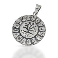 Kleines Yggdrasil-Amulett mit Runenkreis aus 925er...