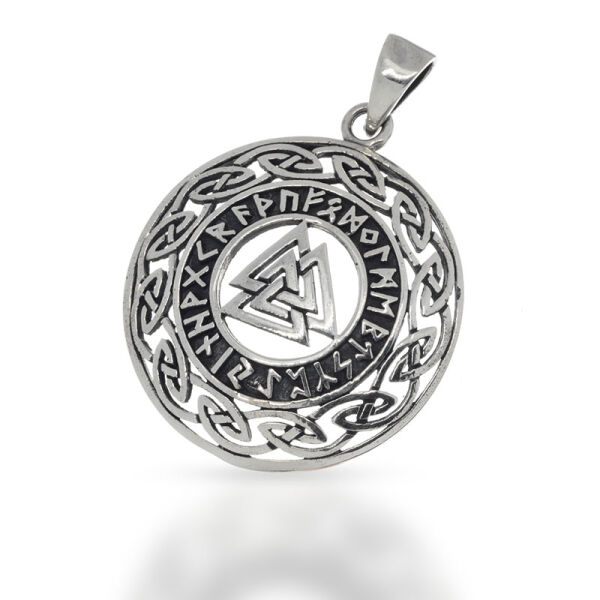 Valknut-Amulett „Alpin“ mit keltischem Rahmen aus 925er Silber