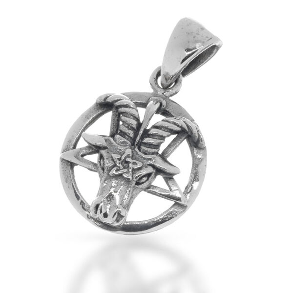 Capra Pentagram Pendant with Horned Animal Head in 925 Sterling Silver