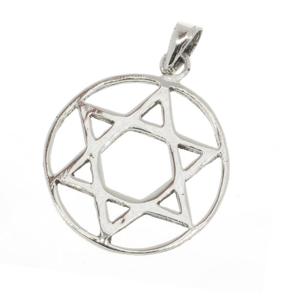 925 Sterling Silver Pendant - Star of David in a circle