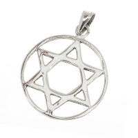 925 Sterling Silver Pendant - Star of David in a circle
