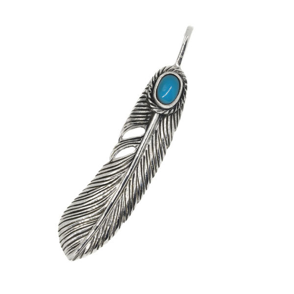 925 Sterling Silver Pendant - Dream Feather with Stone Embellishment
