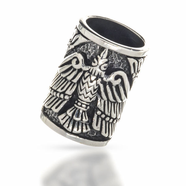 925 Sterling silver beard bead - Celtic raven