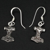 Ohrhänger aus 925er Silber – Thors Hammer „Aila“ mit Rankenrelief