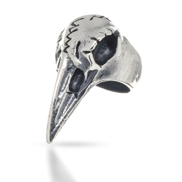 925 Sterling silver beard bead - Celtic raven skull