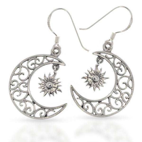Silberohrschmuck Mond " Luna" aus 925er Sterling Silber