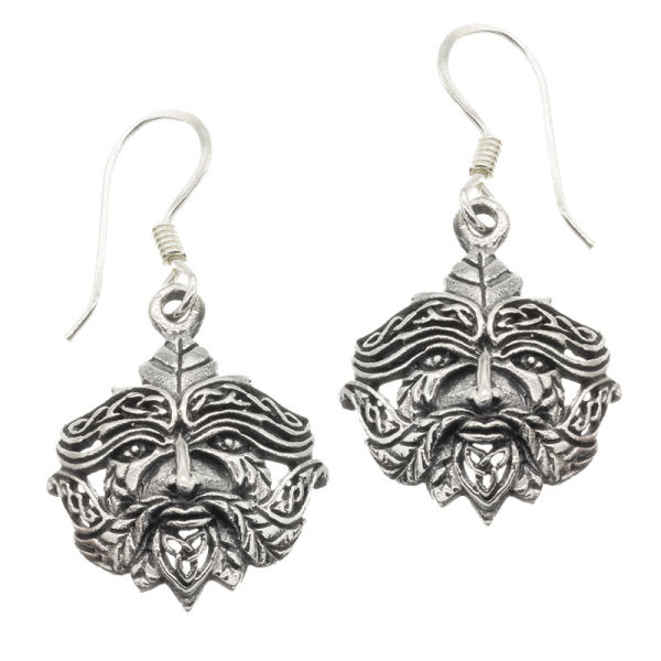 Silver earrings - “Green Man” in 925 sterling silver