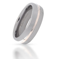 Wolfram-Ring mit Silberinlay 2 Streifen 9mm