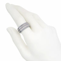 Wolfram-Ring mit Silberinlay 2 Streifen 9mm
