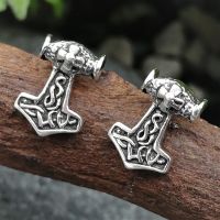 Silver stud earrings - Thors hammer "Thor" in 925 sterling silver