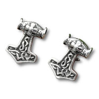Silver stud earrings - Thors hammer "Thor" in 925 sterling silver