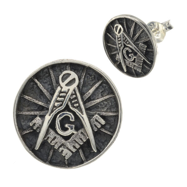 Silver Stud Earrings - Freemason