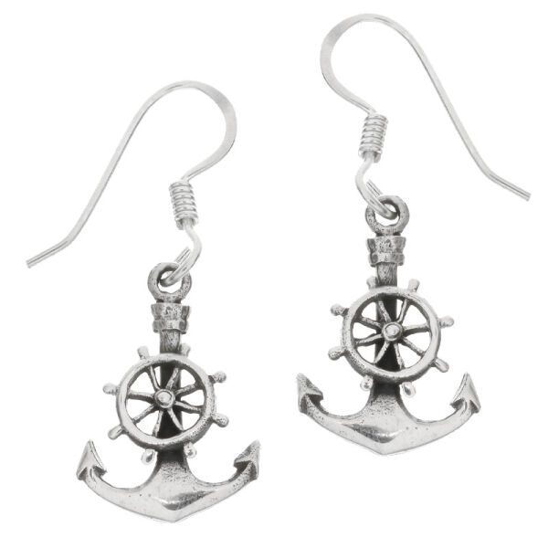Silberohrhänger - Anker "Steuerrad" aus 925er Sterling Silber