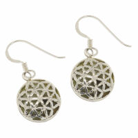 925 Silberohrringe Shiva Auge mit Blume des Lebens -...