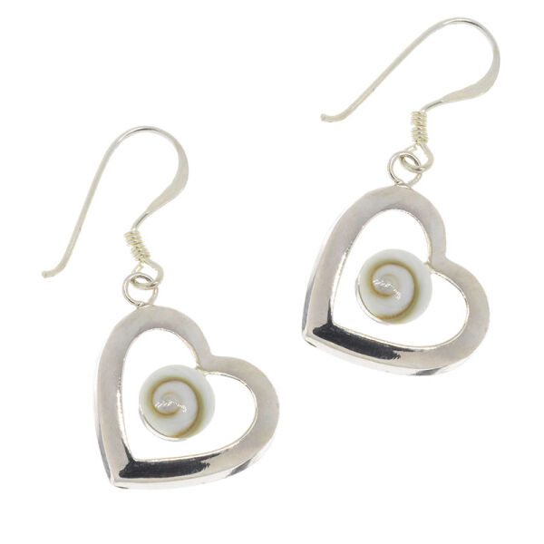 925 Sterling Silberohrhänger - Herzform mit Shiva Auge