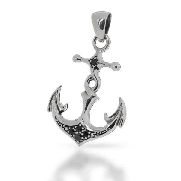925 Sterling Silberanhänger - Anker mit Strass "Triere"