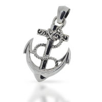 925 Sterling Silver Pendant - Anchor with Rope...