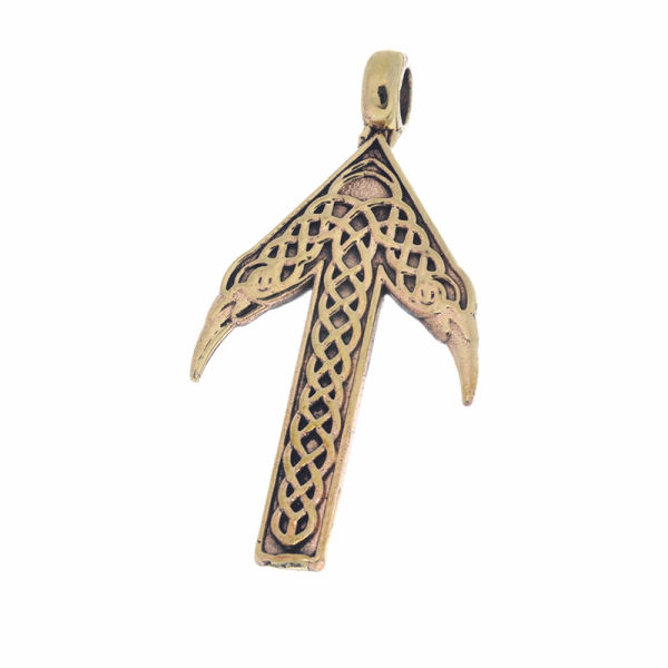 Bronzeanhänger - Rune Tiwaz mit keltischen Knoten