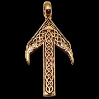 Bronzeanhänger - Rune Tiwaz mit keltischen Knoten