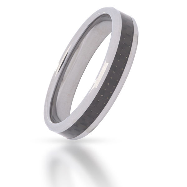 Tungsten Ring with Carbon Inlay 5 mm 75 (23,7 Ø) 15.0 US