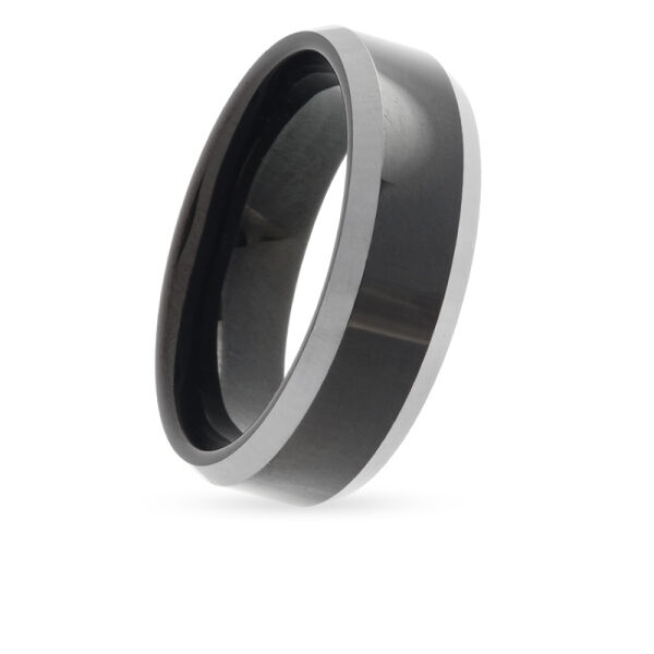 Wolframring - PVD-Schwarz - Poliert 1 mm Rand 17 US
