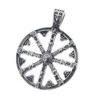Stainless steel pendant - Dharma Chakra Wheel