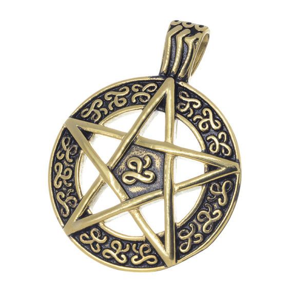 Edelstahlanhänger - Pentagramm PVD Gold