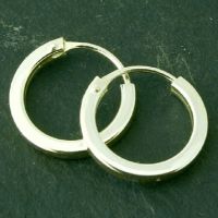 925 Sterling Silver Hoop Earrings - Flat 10mm