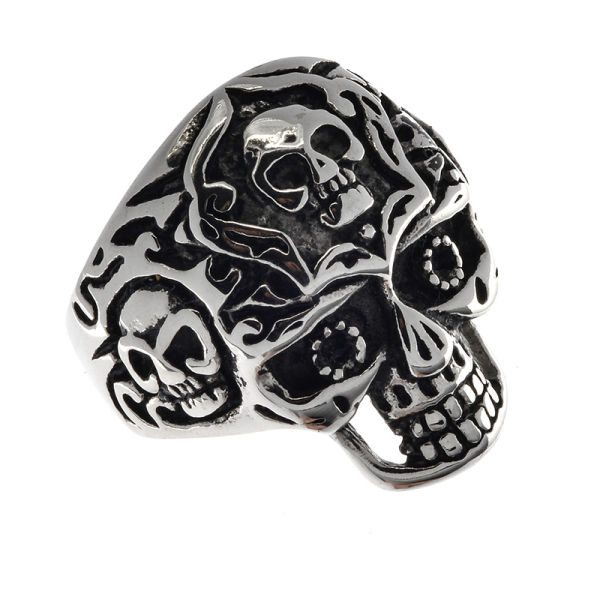Edelstahlring Totenkopf ohne - 58 (18,5 Ø) 8 US