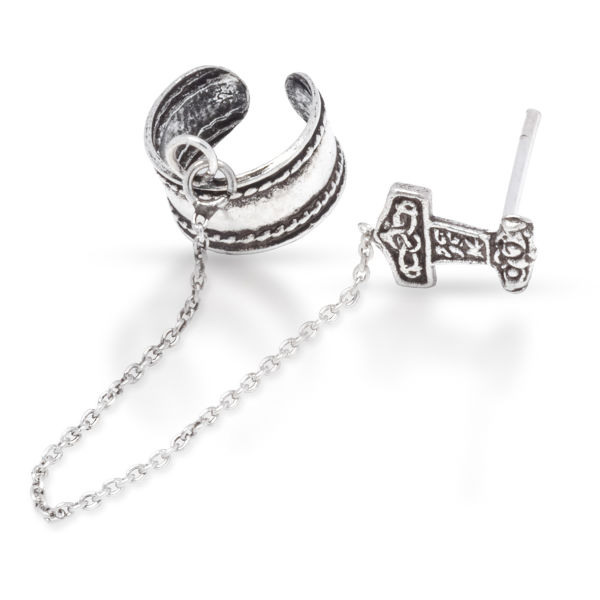 925 Sterling Silberohrklemme mit Thors Hammer (Stückpreis)