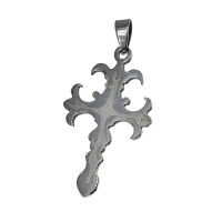 Stainless Steel Pendant – Fleur-de-Lis Cross with...