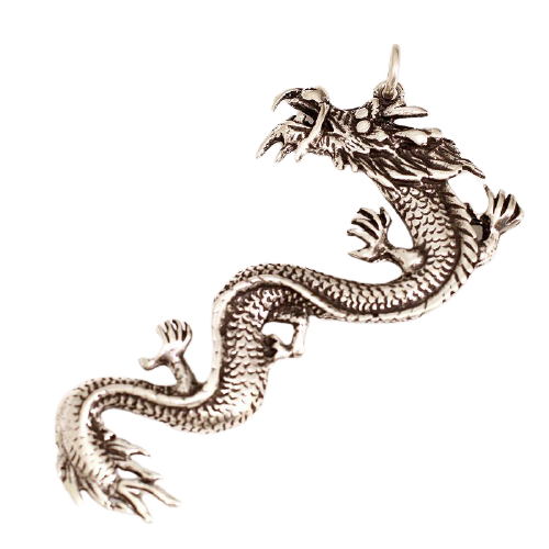 925 Sterling Silberanhänger - Japanischer Drache Fuku Riu