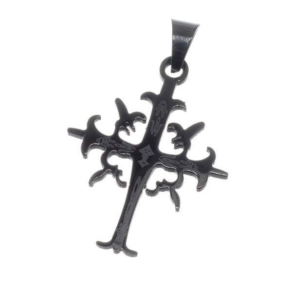 Edelstahlanhänger - Neo Tribal Kreuz, PVD-Schwarz