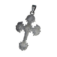 Stainless Steel Pendant – Cross with Rose Relief