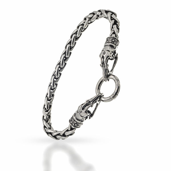 Stainless Steel Bracelet - Vulture Skull with Clip Ring